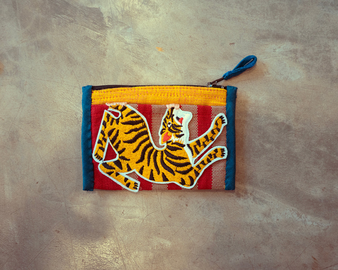 Custom handloom cotton coin purse - Tiger
